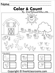 This can be an interesting activity in kindergarten, wherein the children are asked to pick up a domino and asked to count the number of dots on it and list down chores equal to the number of dots selected for. Kindergarten Counting Worksheet On A Farm Free4classrooms