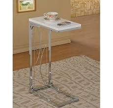 Slide Under Sofa Table End Accent Side White Wood Metal Snack Chrome C Laptop Sofa Snack Table Sofa Side Table Round Coffee Table Living Room