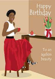 Share the best gifs now >>> Card Available Now This Afrocentric Birthday Card Women Shows An Radiantly Happy And Happy Birthday African American Happy Birthday Woman Happy Birthday Black