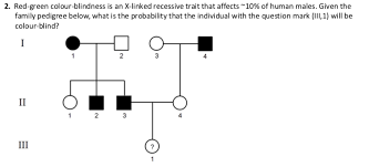 solved 2 red green colour blindness is an x linked reces