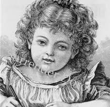Little Maggie Does Her School Lessons 1879 Vintage Victorian Print  Children's Illustration to Frame Black & White