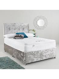 Divan beds come with the mattress and a platform base included so you don't have to worry about finding separate mattresses and bed frames. Modern Divan Silver Crushed Velvet Bed Bedsdeal