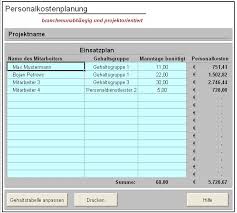 Einsatzplanung excel vorlage kostenlos wir haben 17. Excel Tool Projektorientierte Personalkostenplanung