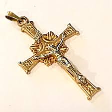 An apples of gold ® brand. 14k Solid Gold Cross Pendant Crucifix Mens Ladies Religious Jewelry