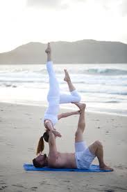 Acro Yoga Couples Yoga Handstand With One Knee On Foot Position Couples Yoga Acro Yoga Yoga