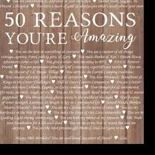 50 Reasons Why We Love You 50th Birthday Present 30th 40th Etsy In 2020 Custom Birthday Gifts 50th Birthday Presents Custom Birthday