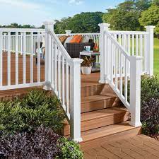 Fiberon Armorguard Deluxe 72 In White Composite Stair Rail Kit Sec19 Dws 6kd Hw Exterior Stairs Outdoor Stairs Exterior Stair Railing