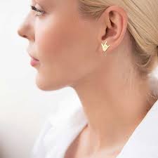 Personalized Stainless Steel Earrings Beaded Heart Earrings I Love You Hand  Heart Earrings Sign Women's Beach Earrings for Women Earrings Minimal ...