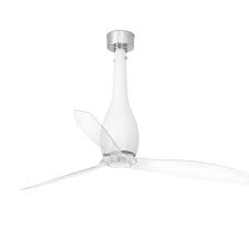 You can run them in the traditional direction, like an ac fan or in reverse mode. Eterfan Matt White Transparent Ceiling Fan With Dc Motor Faro