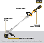 20V MAX Cordless 14-inch Dual Line String Trimmer (Tool Only) DCST922B Dewalt