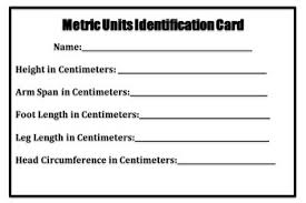 metric units identification card and my measurements conversion chart