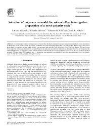 Pdf Solvation Of Polymers As Model For Solvent Effect