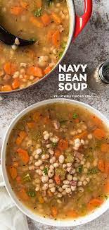 Easy Navy Bean Soup With Ham Yellowblissroad Com Recipe Navy Bean Soup Bean Soup Ham And Bean Soup