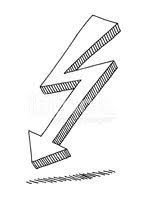 Mão segure um raio de eletricidade definido dentro de um círculo. Um Raio Eletricidade Desenho Do Simbolo Ilustracao