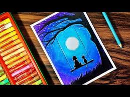 Scenery Drawing Of Love Birds With Soft Pastels Pastel Drawing Youtube Oil Pastel Colours Oil Pastel Drawings Oil Pastel Art