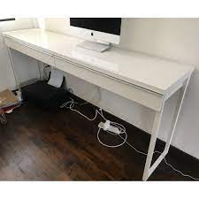 It features two drawers for storage and a top sizeable to fit a laptop computer. Besta Burs Desk High Gloss White 180 X 40 Furniture Home Living Furniture Tables Sets On Carousell