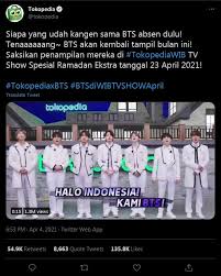 V sapa penggemar dalam bahasa indonesia! Stay Tune Bts Kembali Hadir Di Tokopedia Tv Show Bulan Ini Merdeka Com
