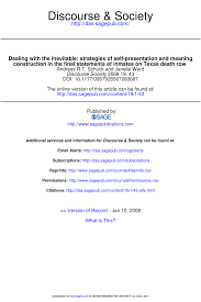 Just knowing that you'll never remember your friends and family hits you really hard. Pdf Dealing With The Inevitable Strategies Of Self Presentation And Meaning Construction In The Final Statements Of Inmates On Texas Death Row1