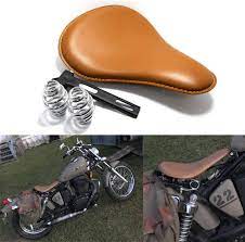 Amazon Com Custom Brown Motorcycle Leather Solo Seat With Spring For Harley Davidson Sportster Xl 1200 883 48 Chopper Bobber Seats Yamaha Kawasaki Automotive