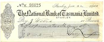 If you have a cheque or savings account you can easily purchase a bank cheque online. 1912 Bank Cheque National Bank Of Tasmania