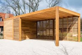 Carport Or Garage In Wood With Storage Room Or Bicycle Storage Manufacturer Car Carport Garage Carport Sheds Building A Shed