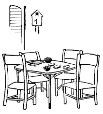 Simple Dining Room Line Art Drawing And Coloring Sheet In 2020 Coloring Pages Dining Kitchen Table