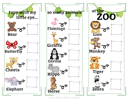 Animal Zoo Sighting Checklist Preschool Learning Toddler Preschool Homeschool Animal Learning