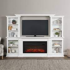 Beautiful and functional, these electric fireplace tv/media consoles can easily accommodate today's televisions and electronic components (not included). 107 Monte Vista White Tv Stand Electric Fireplace