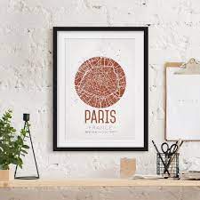 Poster Con Cornice Paris City Map Retro Verticale 4 3 Mappe Incorniciate Stampa Incorniciata Mappa