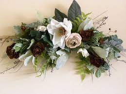 Floral Swag Magnolia Ranunculus Flowers Brown Home Decor Floral Swag Dried Flowers Flower Arrangements