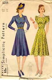 Late 1930s Dress Pattern With A Double Breasted Bodice Fashion 1930s Dress Pattern 1930s Fashion