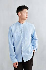 Cpo Blue Band Collar Shirt Korean Men Hairstyle Asian Men Hairstyle Mens Hairstyles Short