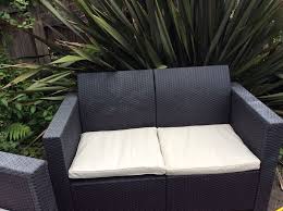 Choose from tables, sofas, swing seats, benches & dining sets! Small Synthetic Rattan Garden Set With Washable Cushions Sofa Is A 2 Seater 127 Cm Wide 70 Cm Dee Outdoor Sectional Sofa Sofa Diy Chair