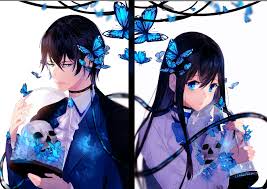 Tons of awesome couples anime wallpapers to download for free. Download 3500x2475 Anime Couple Romance Butterflies Shoujo Cute Skull Wallpapers Wallpapermaiden