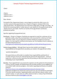 Cover letter sample for management trainee. Trainee Appointment Letter 6 Samples Examples Formats