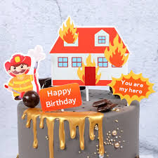 Les 3 ans de tom ! Garniture A Gateau Camion De Pompier 5 Pieces Inserts A Dessert Theme Heros De Feu Carte Ramasseur De Fruits Toppers A Cupcake Cadeaux De Fete Aliexpress