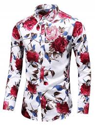 Black And White Long Sleeve Shirt Mens Casual Rose Print Button Up Shirt White 2xl Men Shirt Style Long Sleeve Flower Shirt Floral Long Sleeve Shirt
