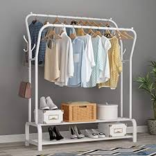 Udear Porte Vetement Sur Pied Cintre Tiges Doubles Chambre Multifonctionnelle Portant A Vetements Double Supports A Vetements Tringle Vetement Porte Manteaux