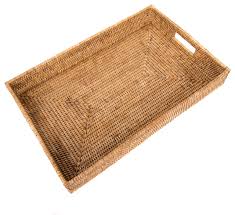 Big serving for big ottomans and even bigger crowds. Artifacts Rattan Rectangular Tray With Cut Out Handles Tropical Serving Trays By Artifacts Trading Company Houzz