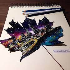 This 16 Year Old Artist Uses Fallen Leaves To Create Stunning Paintings Leaf Art Art Artwork