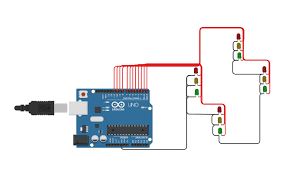 How to make a 4 way traffic system on arduino? 4 Way Traffic Light Tinkercad