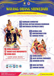 Check spelling or type a new query. Jadwal Lakon Wayang Orang Sriwedari Bulan Juli 2020 Dinas Pariwisata Solo