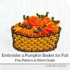 This rustic pumpkin basket is perfect for fall decorating! Embroider A Pumpkin Basket For Fall Free Pattern Stitch Guide Needlenthread Com