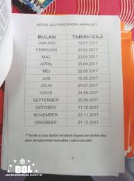 Jadual pembayaran gaji 2017 kakitangan awam kerajaan mengandungi tarikh bulan hari pembayaran untuk rujukan anda semua. Jadual Gaji Kakitangan Awan 2017 Budak Bandung Laici