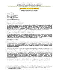 Example A 5 Slg 15 33 Qualified Opinions On Major Regarding Internal Control Audit Report Template Internal Control Report Template Audit