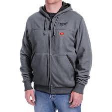Milwaukee Mens Large M12 12 Volt Lithium Ion Cordless Gray Heated Hoodie Kit With 1 1 5ah Battery And Charger