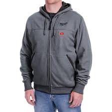 milwaukee mens large m12 12 volt lithium ion cordless gray heated hoodie kit with 1 1 5ah battery and charger