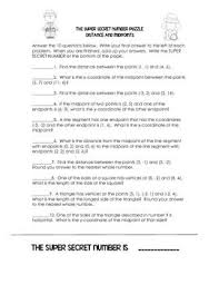 Distance And Midpoint Formula Super Secret Number Game Midpoint Formula Number Games Super Secret