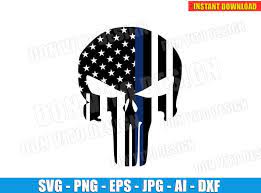 Download Punisher American Flag Logo Svg Dxf Png Police Blue Line Skull Cut