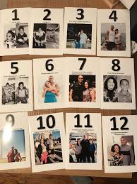 Wedding Table Cards With Facts And Photos About The Couple